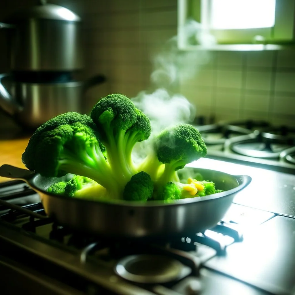 a broccoli is cooking in the kitchen