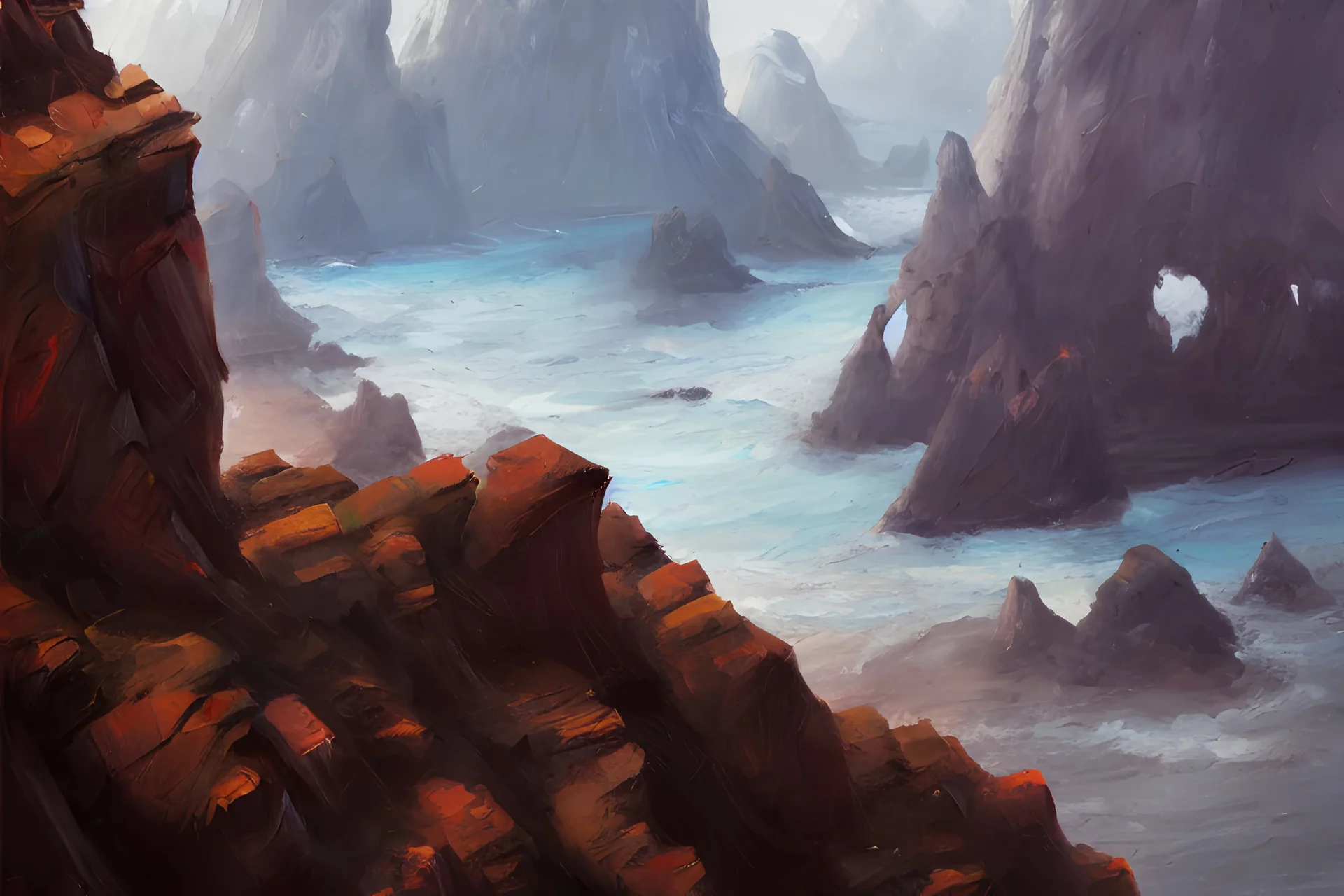 concept art of cliffs, hard rocks, oil painting by jama jurabaev, extremely detailed, brush hard, artstation, for aaa game, high quality, brush stroke