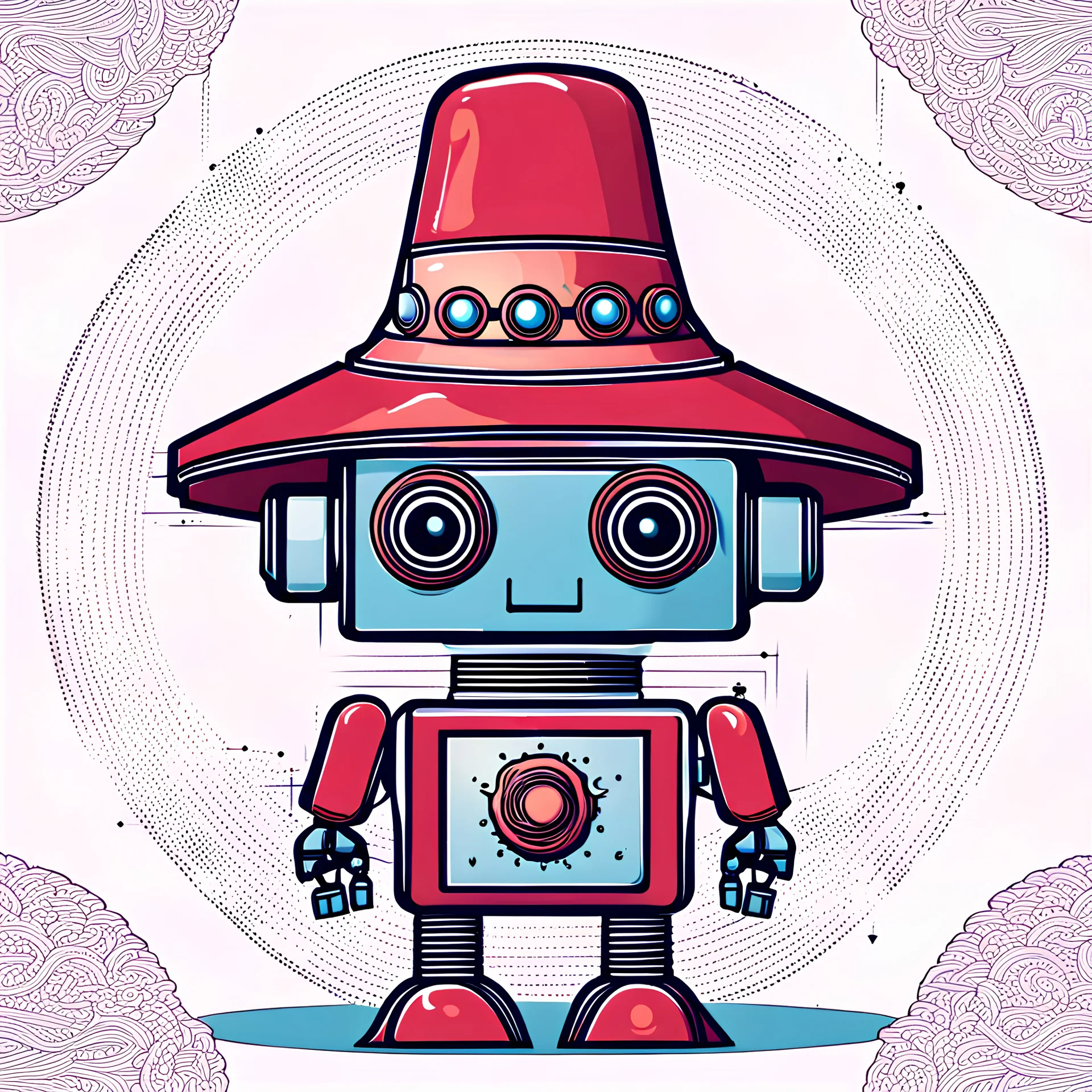 a robot with a Persian hat illustration