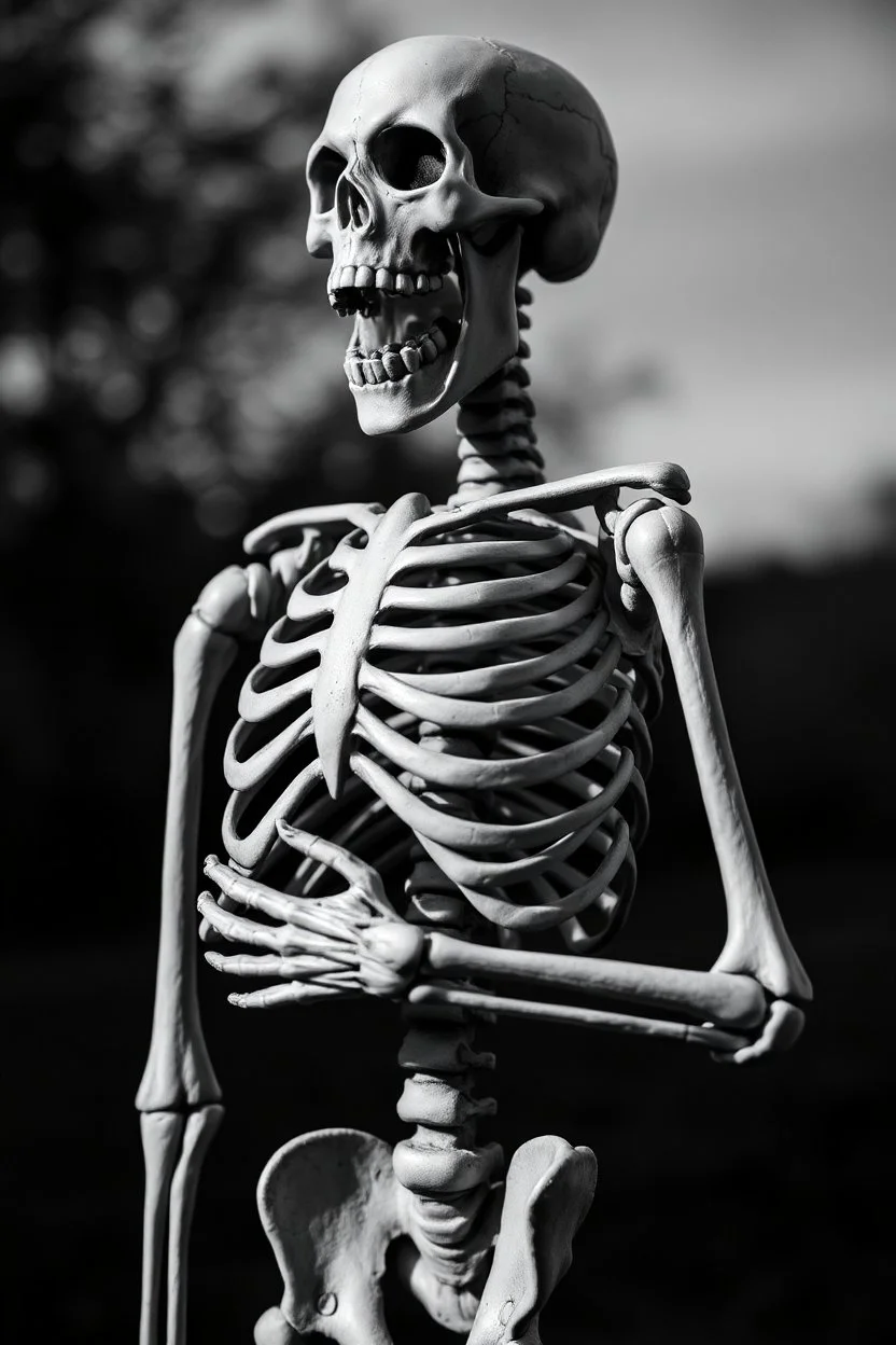 Black And White GRaphic Of a Skeleton Hugging Itself