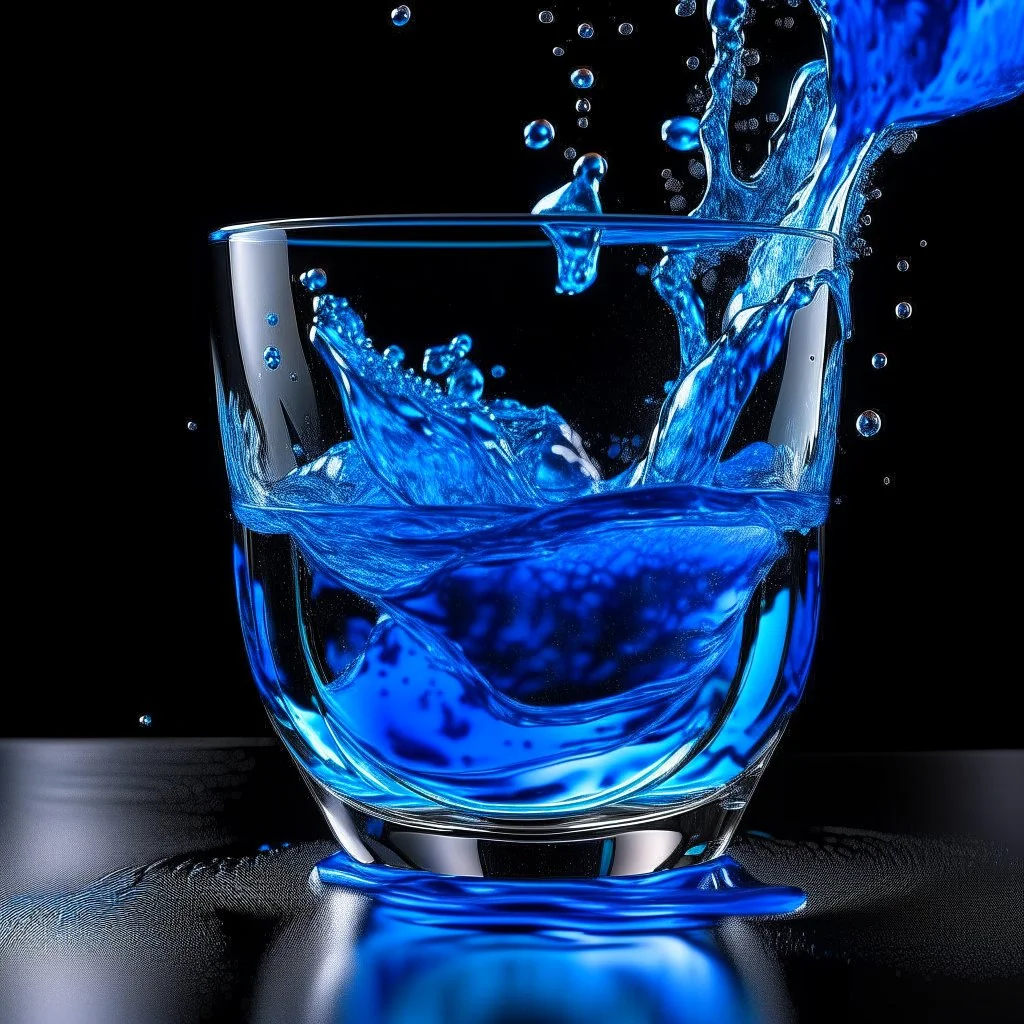glass overflowing with blue liquid