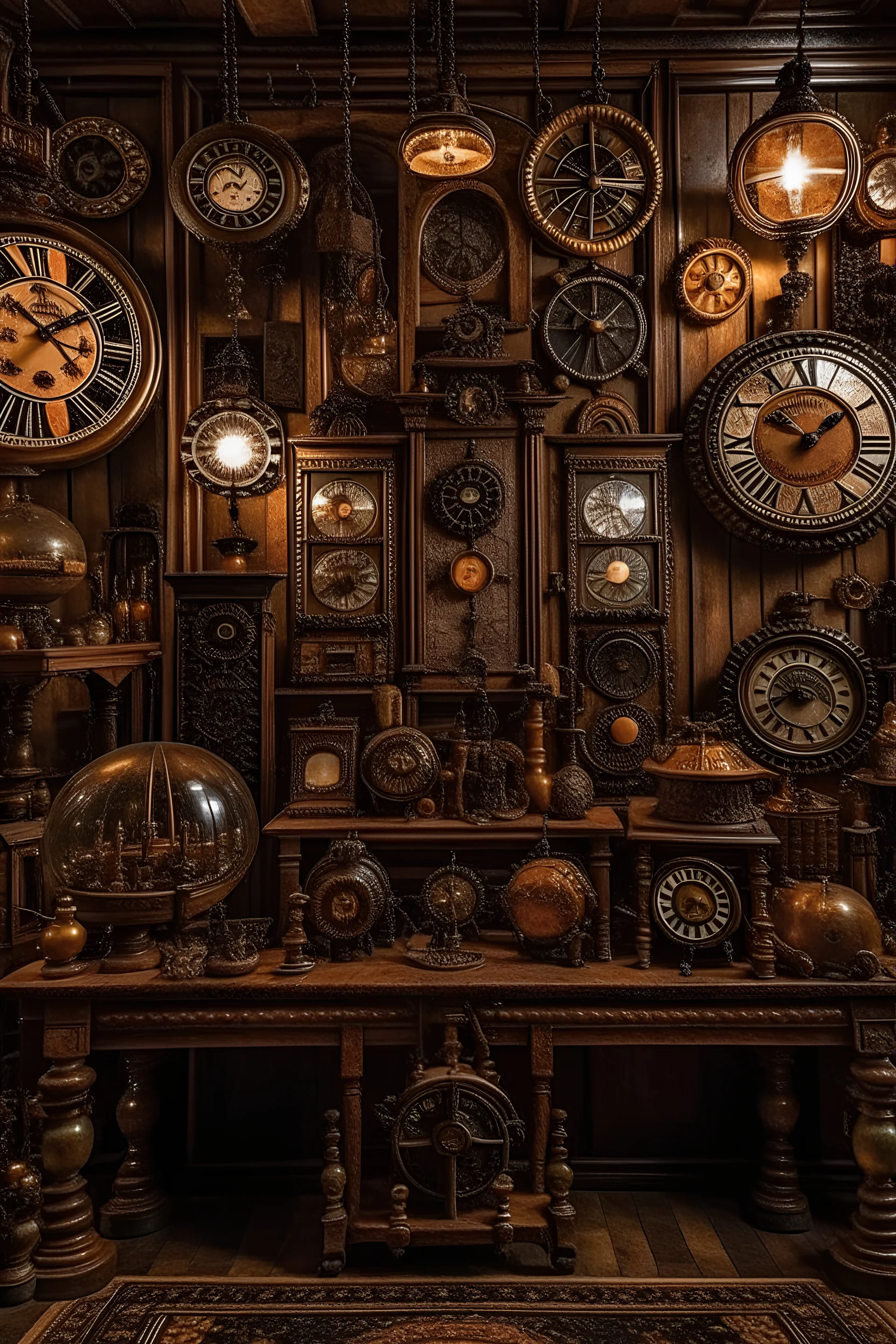 Blend steampunk aesthetics with Halloween themes, showcasing clockwork pumpkins, mechanical spiders, and Victorian-dressed characters in a spooky industrial setting.