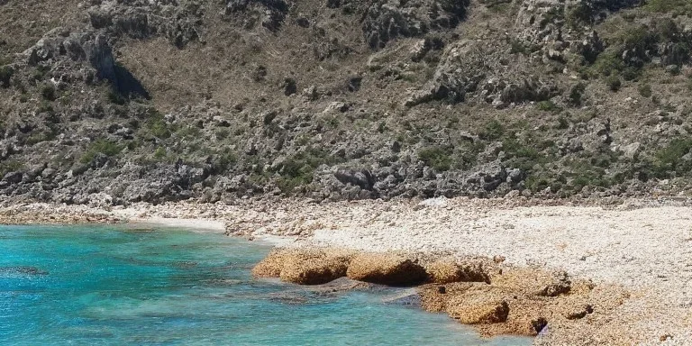 A rocky beach with a lot of lizards