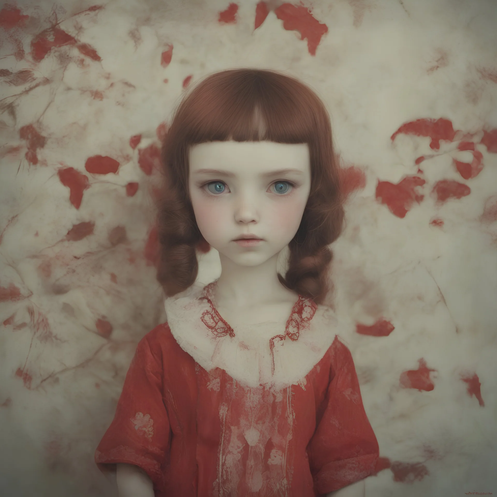 Blythe doll, red, autochrome, cardboards.