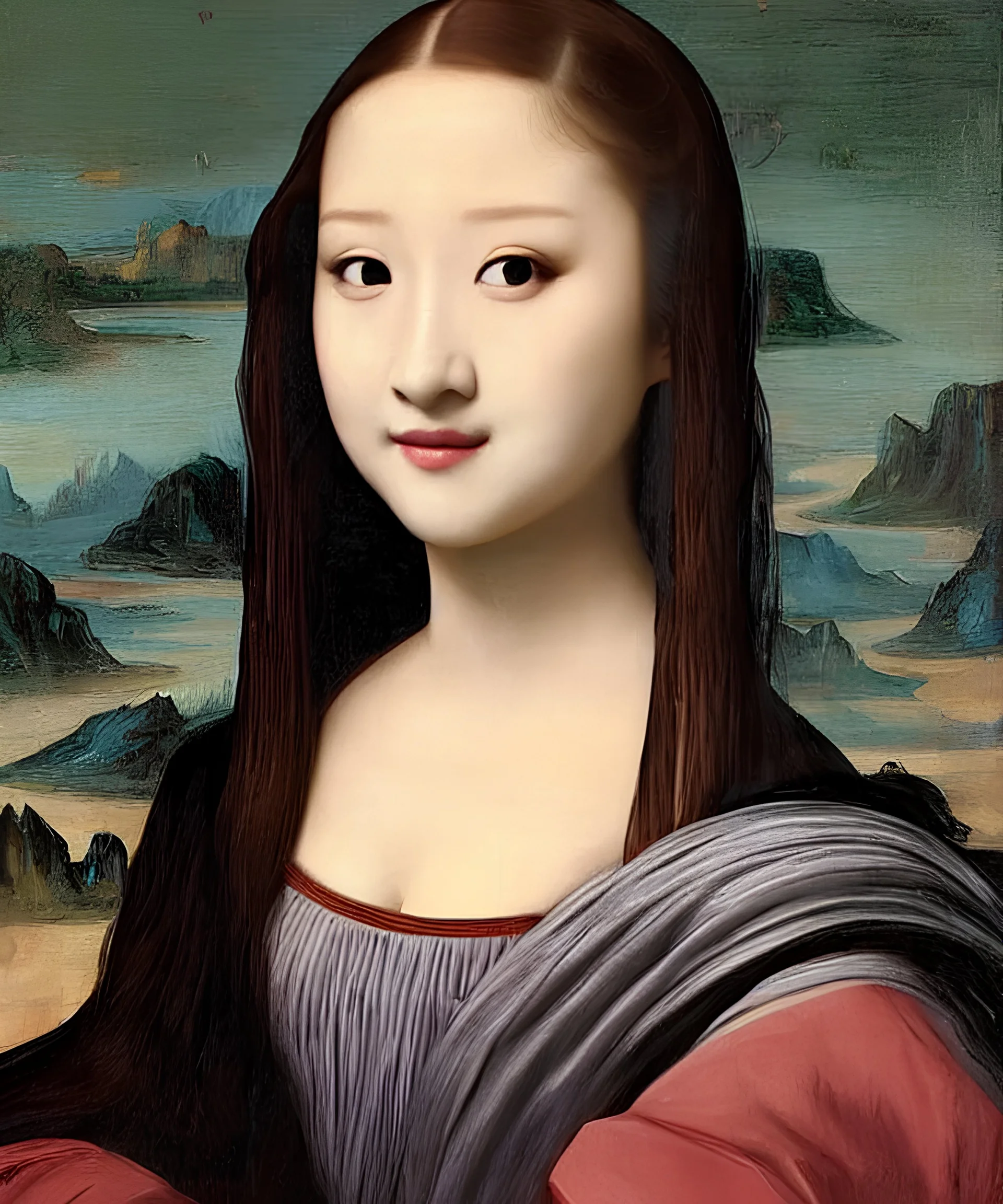 Beautiful k pop girl potrait like monalisa