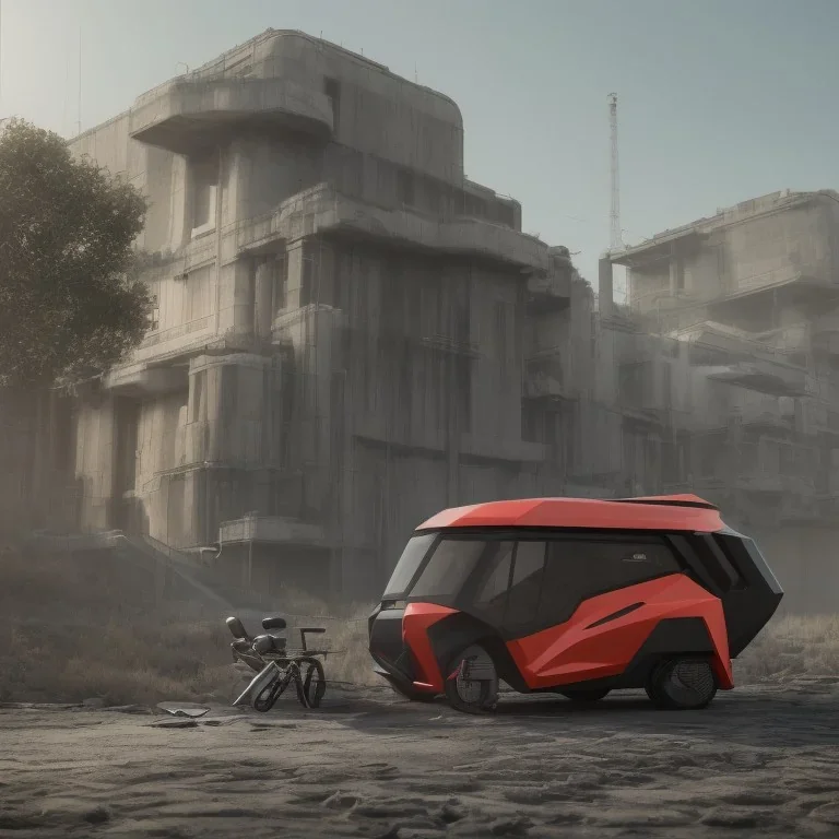 Electric recreational vehicle, concept vehicle, concrete environment,