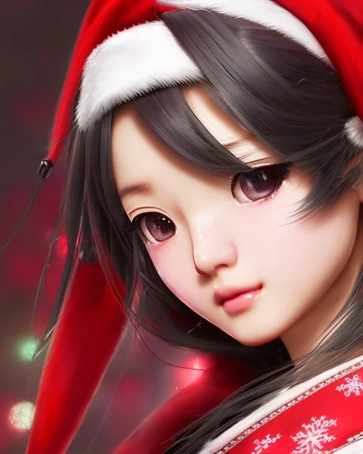 Detailed cute anime Kunoichi Christmas girl, Christmas colours, intricate details, full body portrait, keep head in frame, slight smile, black Japanese motif, concept art, highly detailed, digital painting, concept art, sharp focus, illustration, art by Yoji Shinkawa, WLOP and greg rutkowski and alphonse mucha and artgerm and yanjun Chen and Junji ito and Makoto Shinkai, HDR, octane render