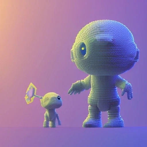 Tiny cute isometric modell of voxel alien, soft smooth lighting, with soft colors, 100mm lens, 3d blender render, trending on polycount, modular constructivism, blue background, physically based rendering, centered well within frame.