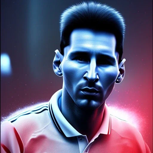 Lionel Messi face, cyberpunk,