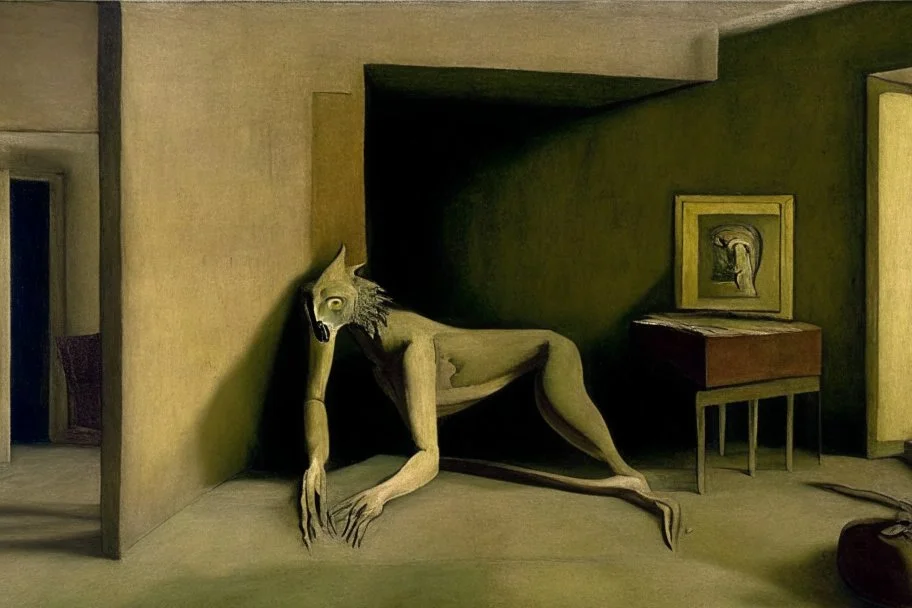 a chimera in a liminal room depicted by balthus