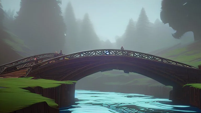 bridge over ravine and small river