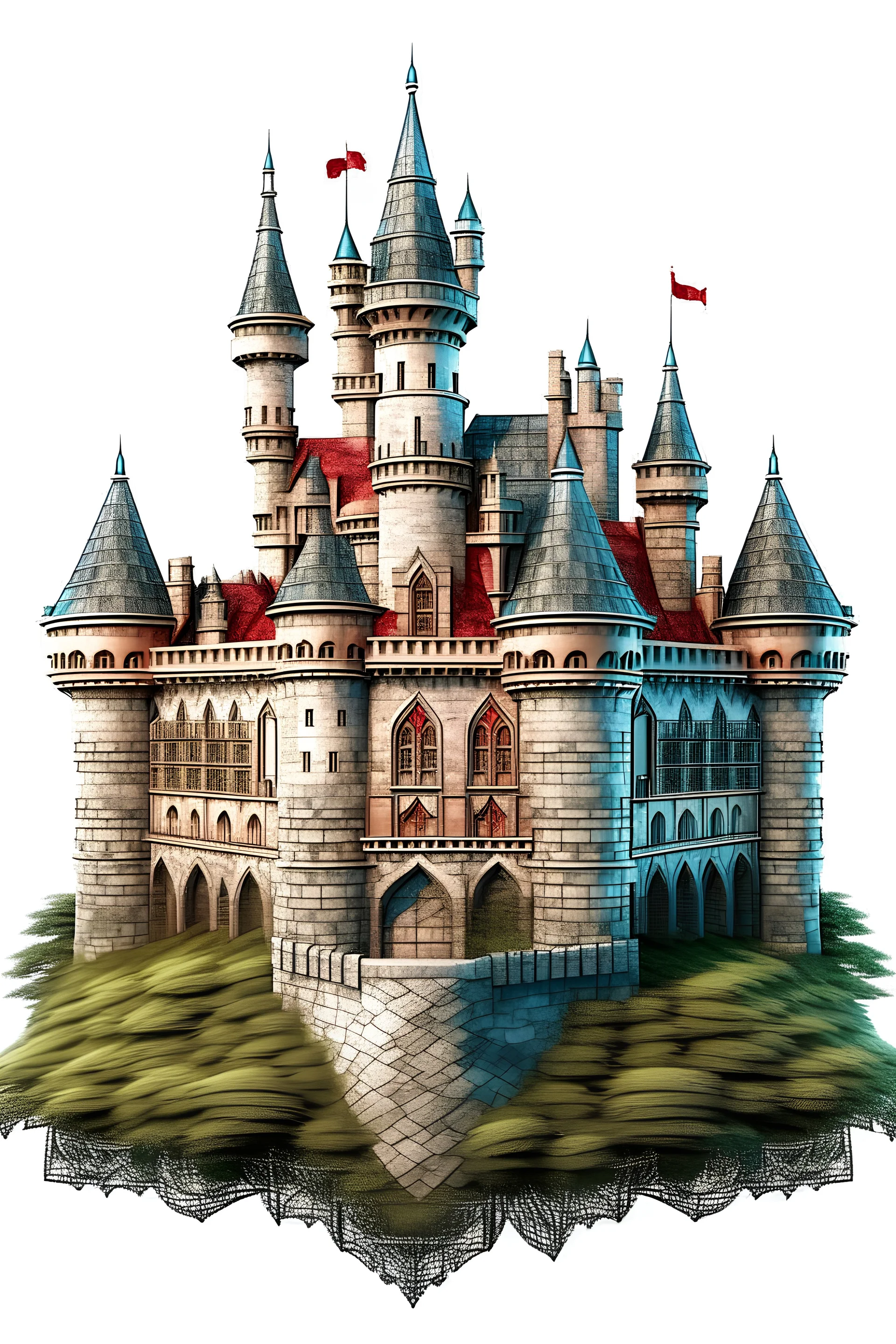 png picture of a heart castle