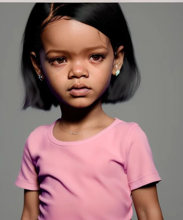 Rihanna toddler, full body, soft skin, dramatic lighting, hyper realistic