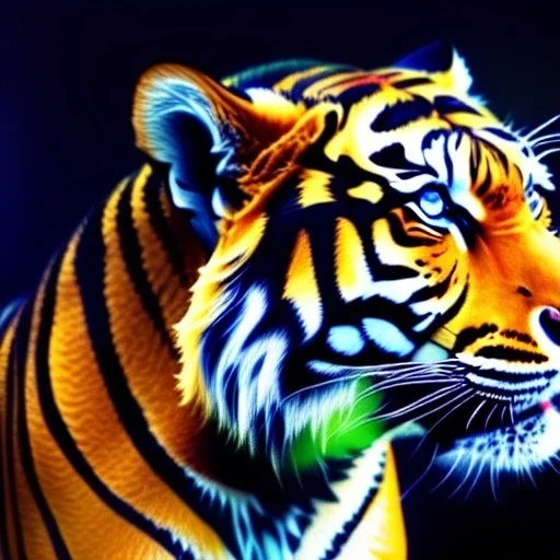 Ultra detailed fullbody Portrait in oil on canvas of Japanese Tigers,extremely detailed digital painting, extremely detailed face, crystal clear eyes, mystical colors ,perfectly centered image, perfect composition, rim light, beautiful lighting,masterpiece ,8k, stunning scene, raytracing, anatomically correct by Seung Eun Kim and simon bisley and Claudio Tumiati.16k