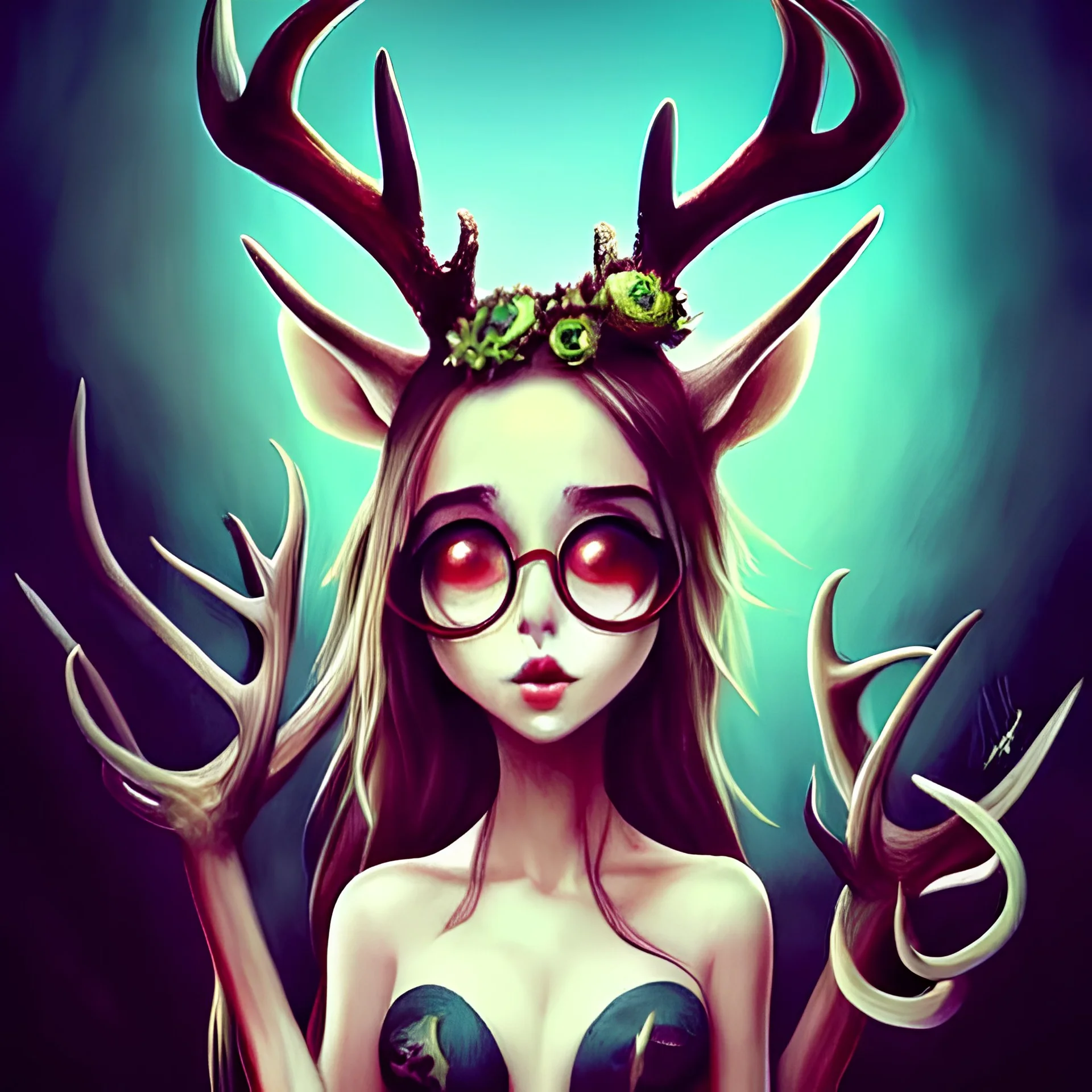 monster creature antlers deer Octopus minions rossdraws irina French Artgerm