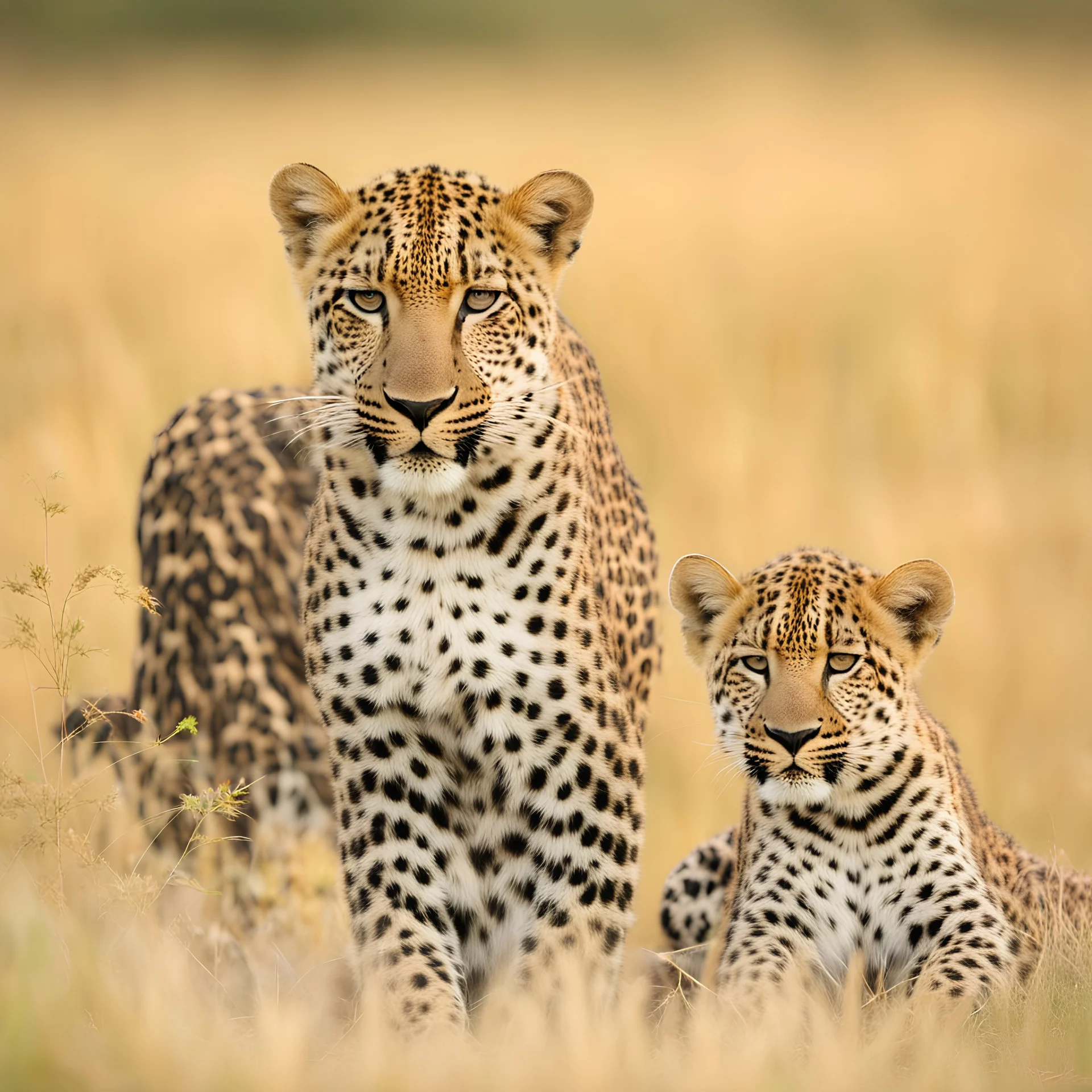 leopard family outside. photographic