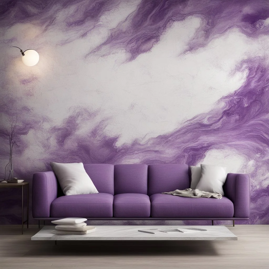 Hyper Realistic grungy-glowing-purple-&-white-scratched-marbled-fancy-wall textured-lounge-room