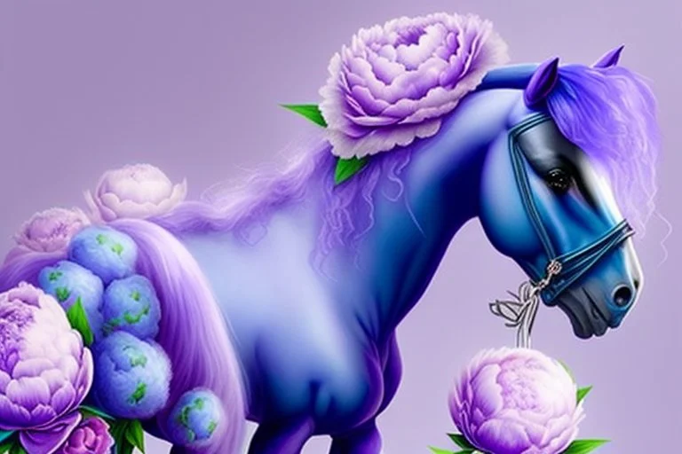 purple peonies and blue ponies