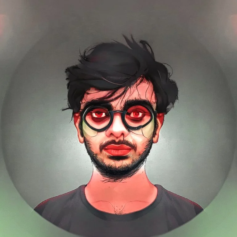 make an illustration of a Weed addict with red eye,