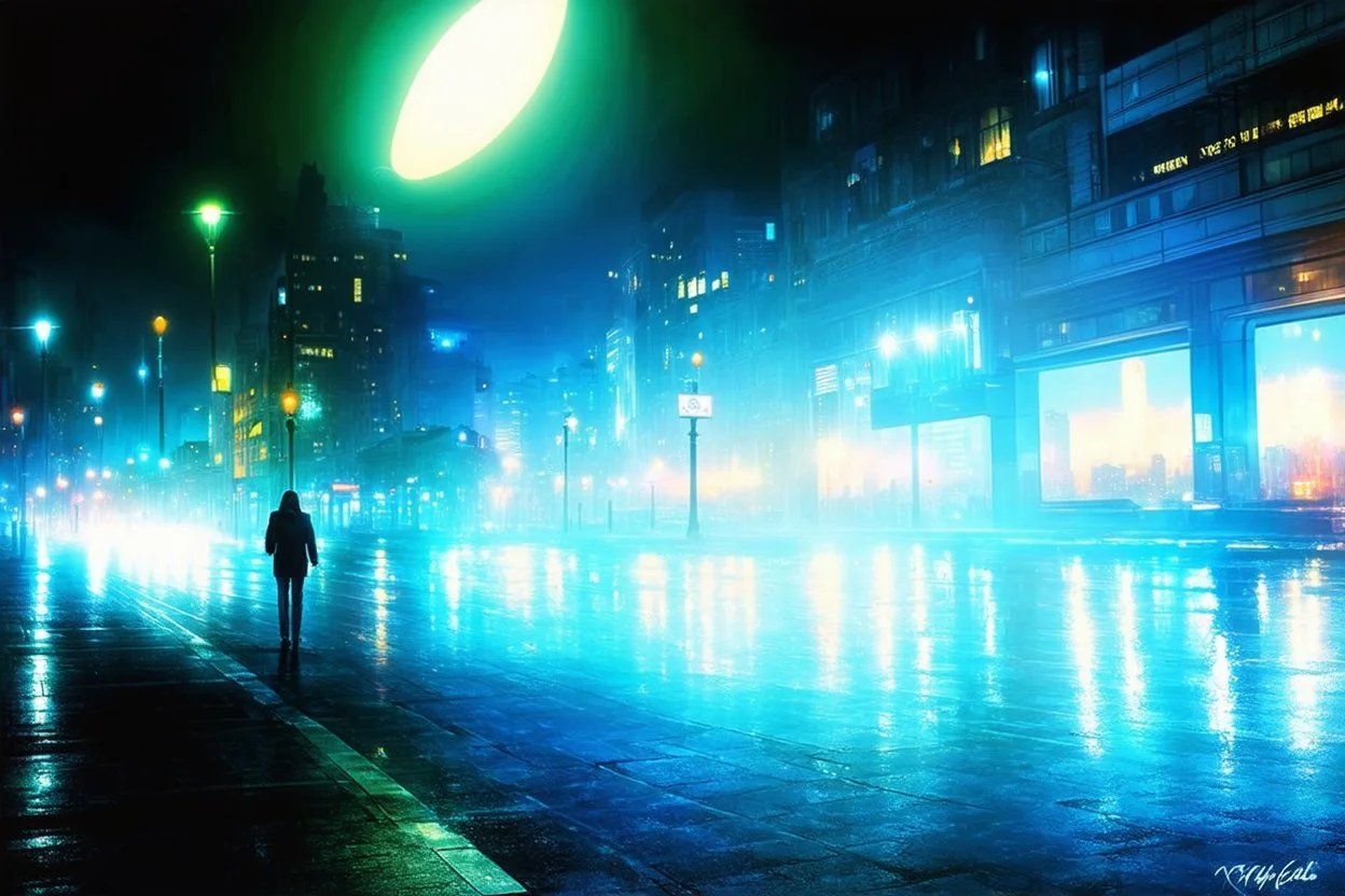 Night, City, lights, sci-fi, future, claude monet impressionism paintings