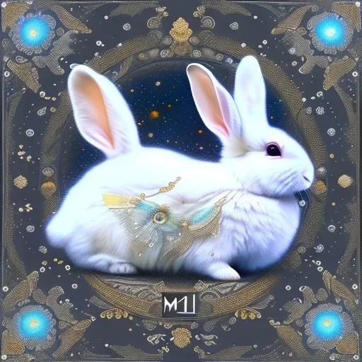 white platinum rabbit with blue third aye and butterfly wings, aboriginal, dot painting, indiginous, dot, mud, dream-time, abstract, dots, natural pigment, extremely sharp detail, finely tuned detail, ultra high definition, 8 k, unreal engine 5, ultra sharp focus, art germ and Paul Lewin and Kehinde Wiley, winter ambiance