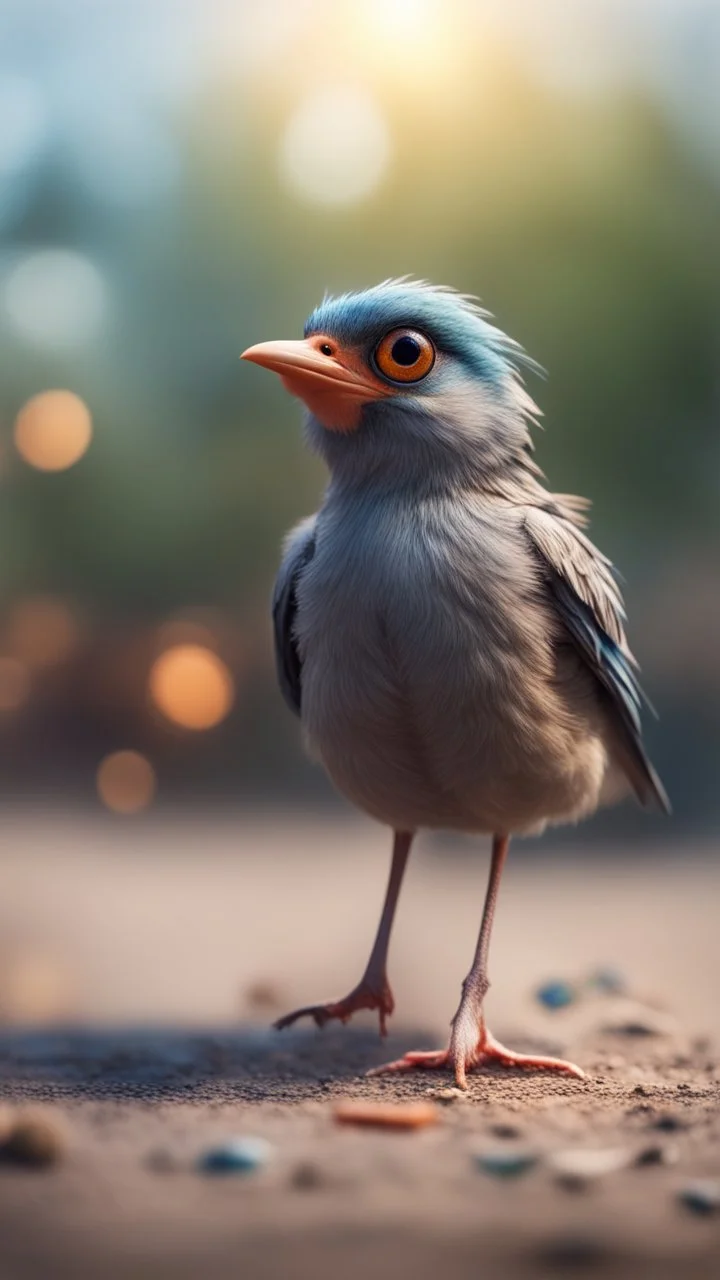 wtf bird getting hit by electric arc, with big disturbed eyes,bokeh like f/0.8, tilt-shift lens 8k, high detail, smooth render, down-light, unreal engine, prize winning