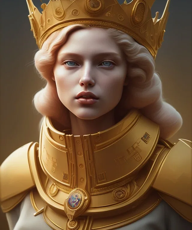 Statue of Queen of photography. Cute blonde woman. Photographer in golden crown. Standing on the street. Big camera in her hand. hyperdetailed, photorealistic, trending on artstation, greg rutkowski, beksinski, kodachrome