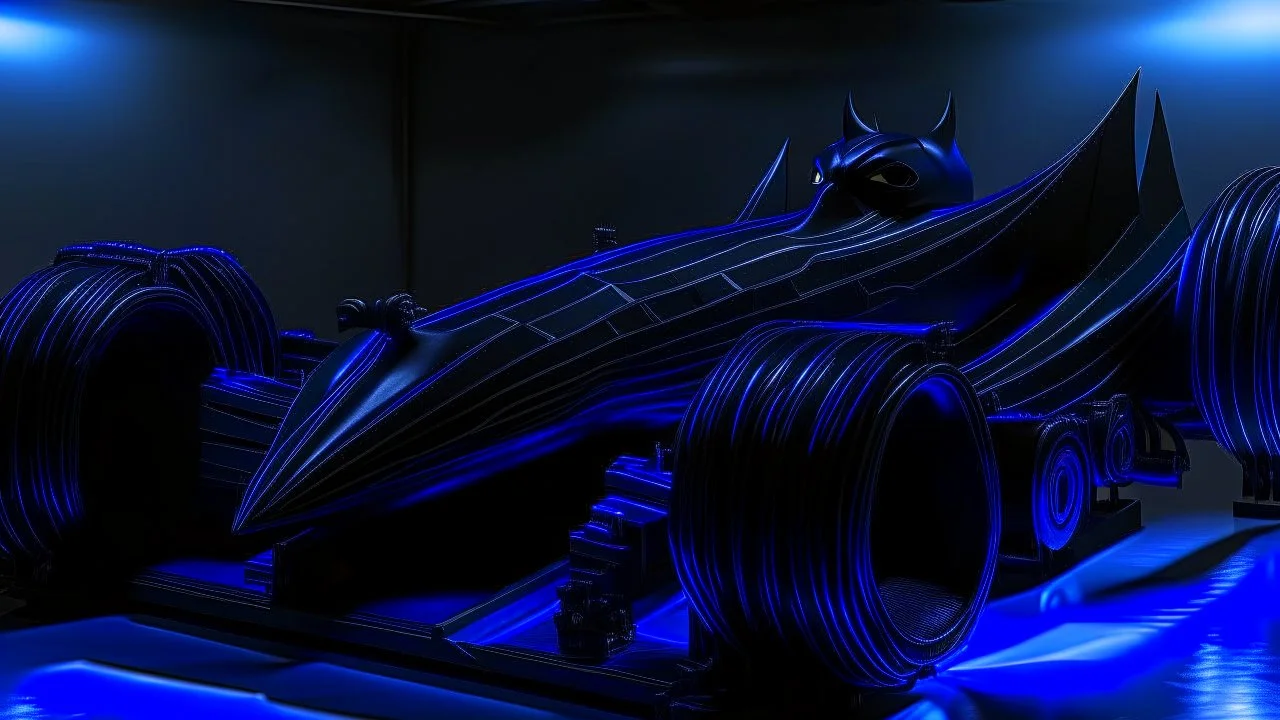 an all new batmobile based on all of the batmobiles including the 1989 batmobile, the batman and robin batmobile and a little from a new ford mustang, black