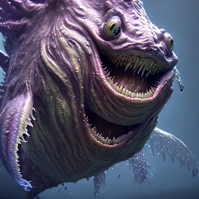 fluid ink angler fish creature, unreal engine 5, 8k resolution, photorealistic, ultra detailed