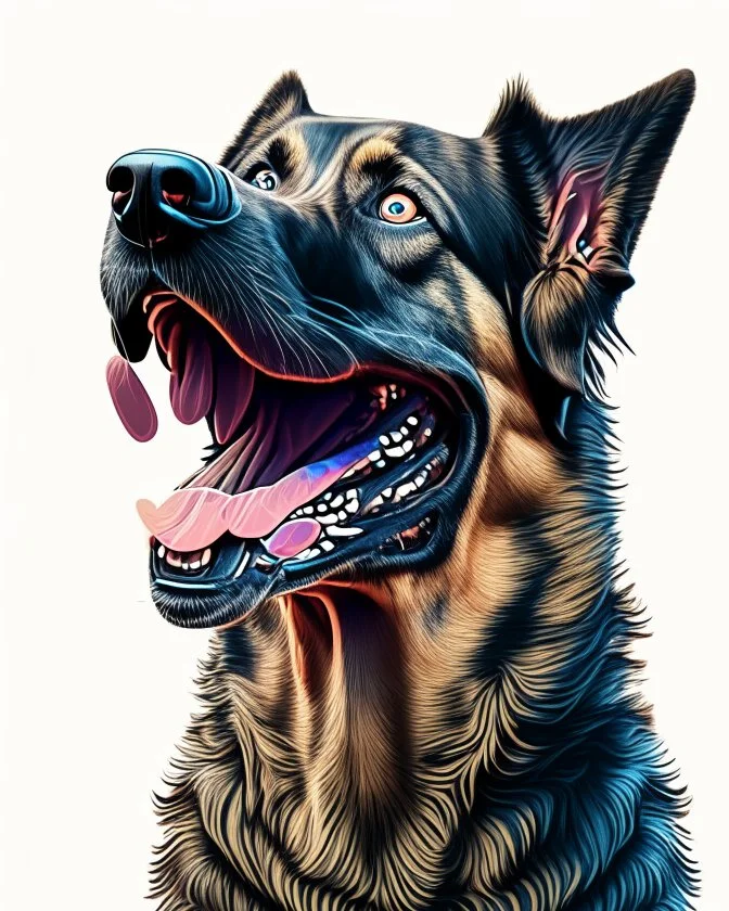 Hermoso perro detallado intrincado colores contrastantes coherente impactante cuerpo completo lengua larga afuera 4k arte retro