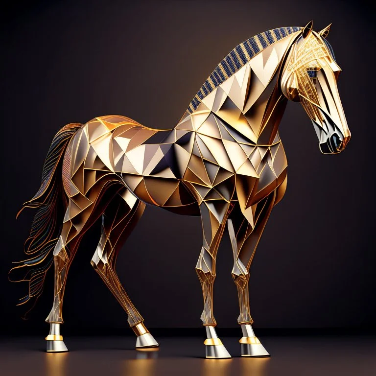 Caballo Palomino cuerpo completo obra de arte hiperredetallado arte geométrico 8k