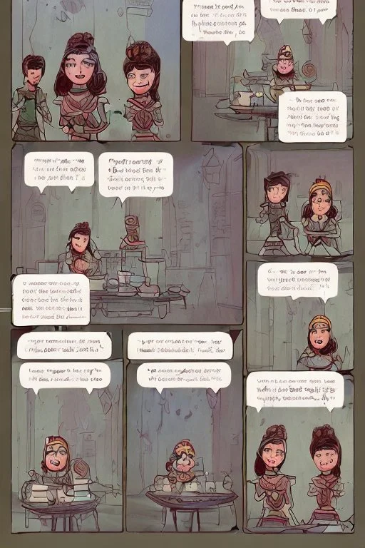 Story comic Illustrated Stories One day, Queen Batoul wassitting with her team called the “Tea Council”. Her team consisted of: - Rauf, her daughter and the hero of the tribe - Professional royal writer - Live Barbie game - Comedian Jim Carrey -Former US President Donald Trump In a large room with wide windows letting in natural light, light colors, plants, modern furniture, and a modern interior design. They were thinking of a new interior design for the palace. Meanwhile, they drank