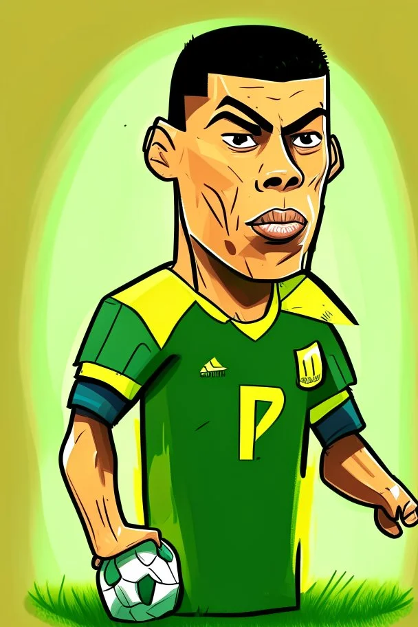 Ronaldo Brazilian soccer player cartoon 2d