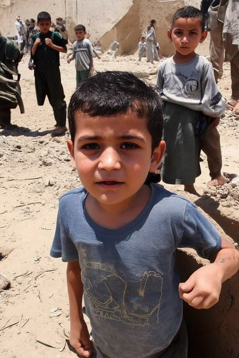 Kinder am gazastreifen werden von einem terroristen bedroht der sagt "I dont care about the kids i will bomb gaza"