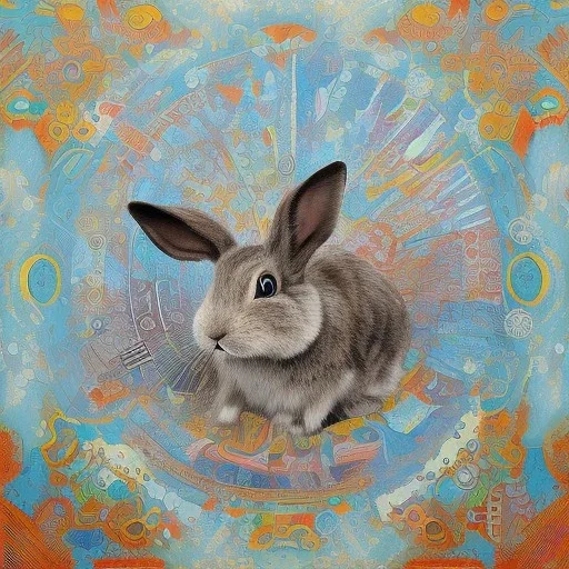 girl rabbit with blue aye, aboriginal, dot painting, indiginous, dot, mud, dream-time, abstract, dots, natural pigment, extremely sharp detail, finely tuned detail, ultra high definition, 8 k, unreal engine 5, ultra sharp focus, art germ and Paul Lewin and Kehinde Wiley