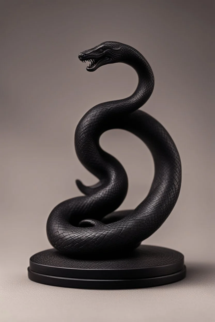 an ominous small statuette made of ebony in the form of a mountain encircled by a snake