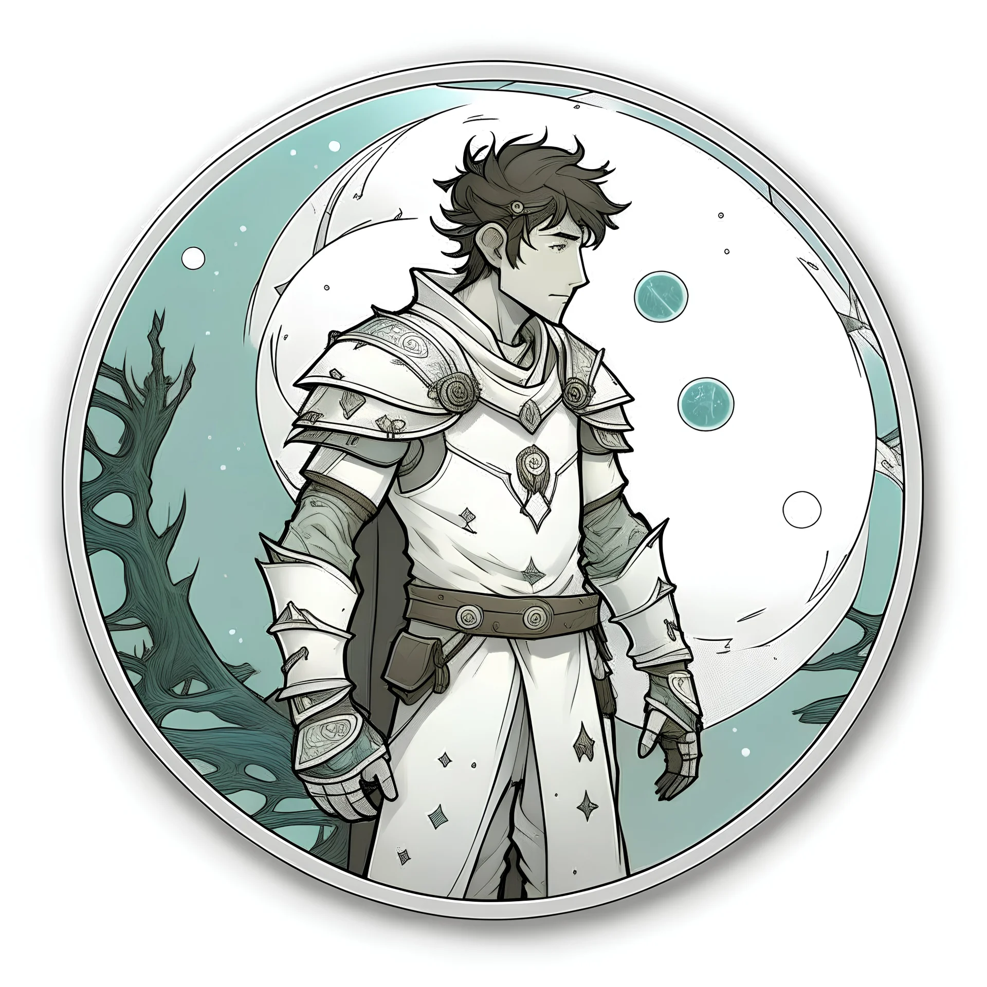 young human circle of the stars druid in scale armor token make him a white human