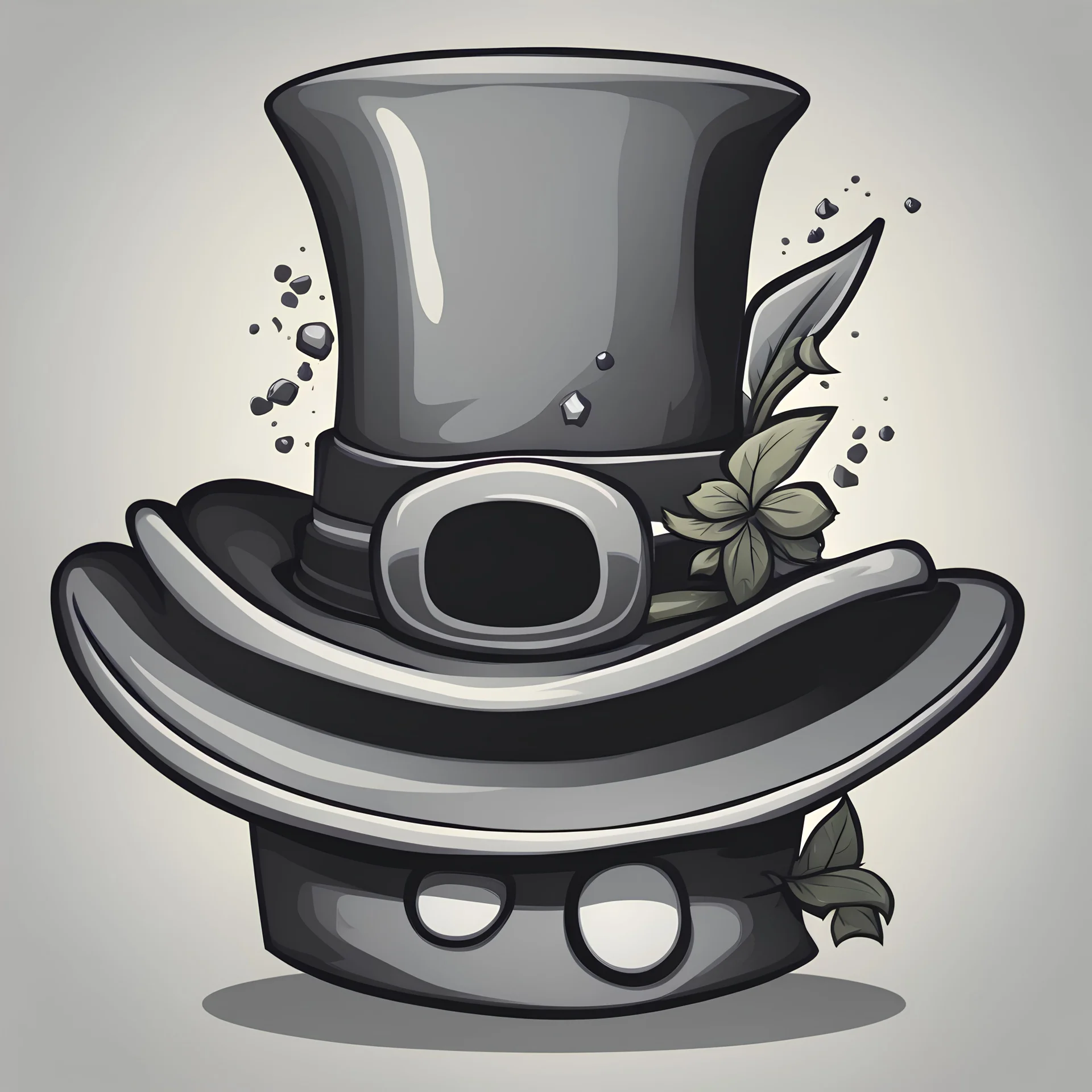 Icons of a gray Magic Top Hat, cartoon