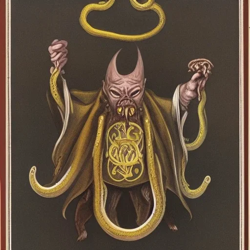 Vampire Bat with tentacle beard and yellow eyes as a Russian Orthodox