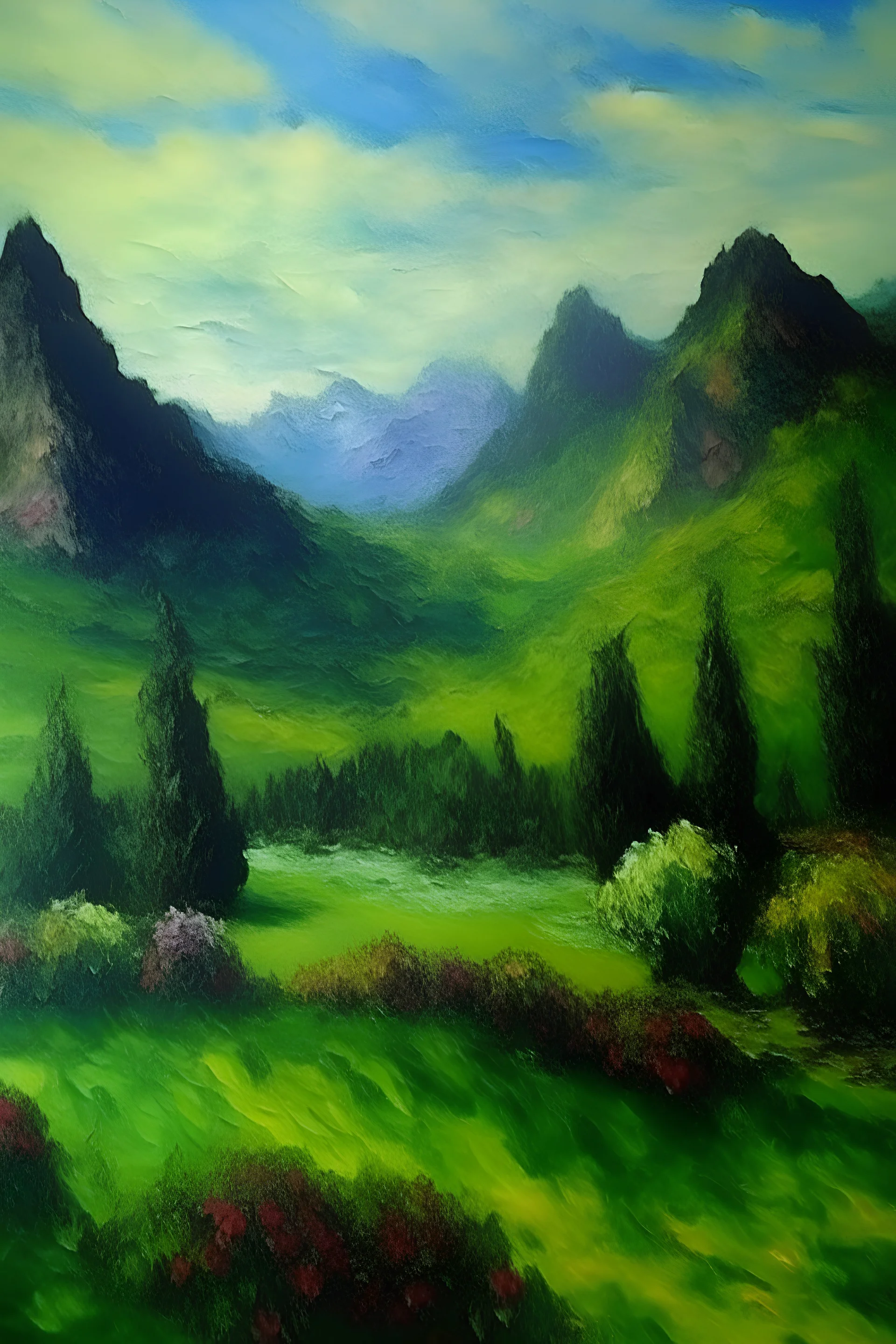 paisaje montañoso estilo monet