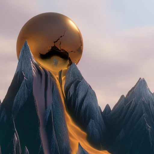 the broken sun melts down the mountain