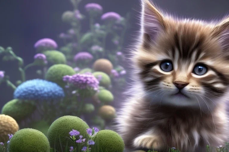 pixar style, volumetric garden environment and background, realistic painting of cute tabby kitten laying on the ground, pelt art, detailed digital painting, extreme dense and fine fur, anime, ornate, dynamic, colour-washed colors, intricate, elegant, small minutiae, tiny features, particulars, highly detailed, centered, smooth, sharp focus, renderman gofur render, 8k, uhd, detailed eyes, realistic shaded volumetric lighting, sunlight caustics, centered camera view, furiously art by sam curry