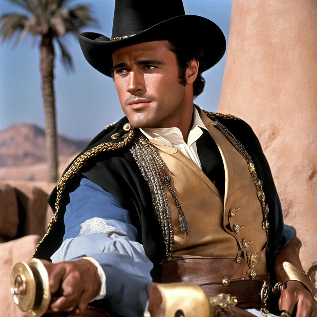 Marlon Brando as Rio in One-Eyed Jacks, he has a Golden Gun and cowboy boots
