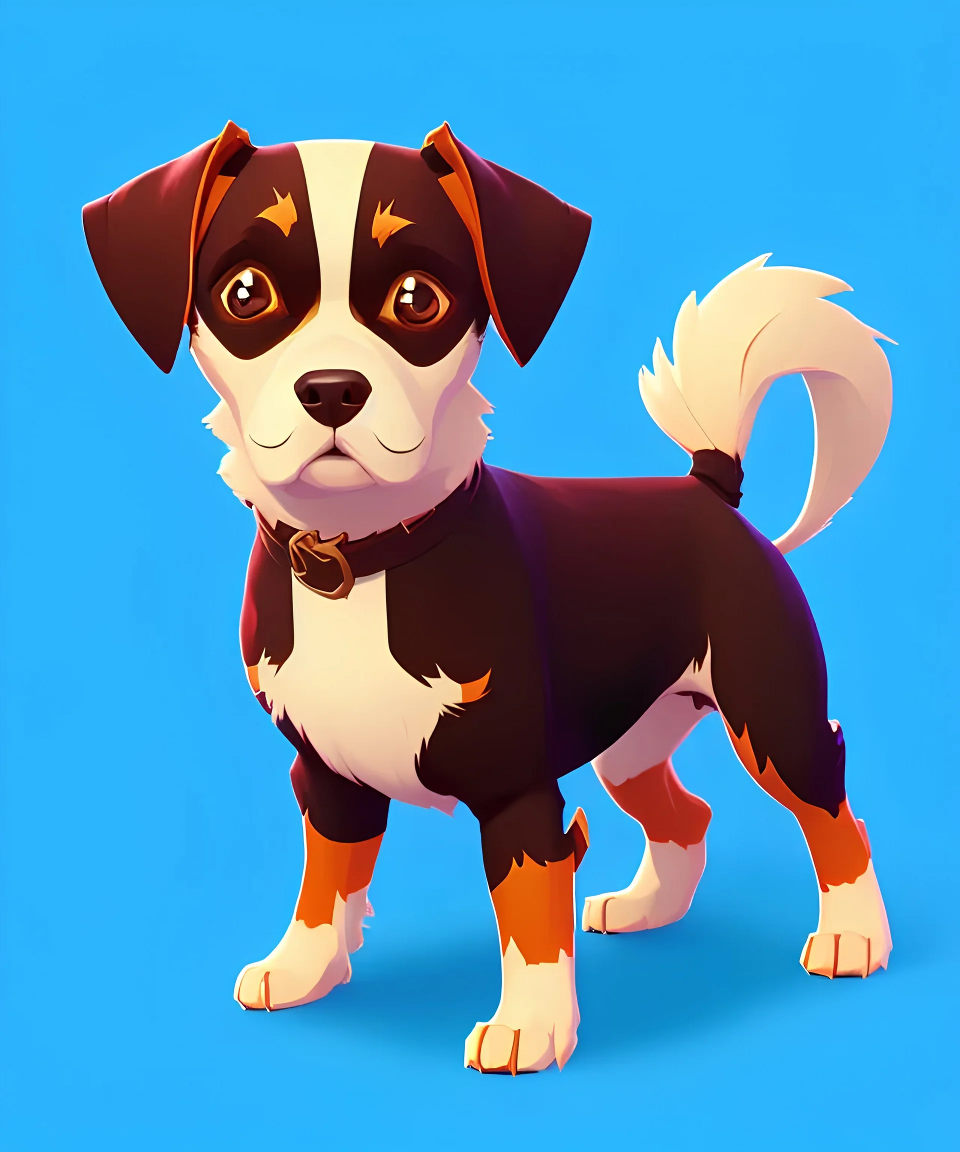 Cute dog, one colour background