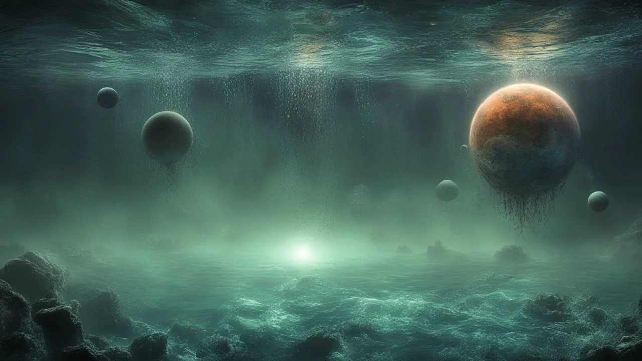 matrix universe, space, planets, god creations under water