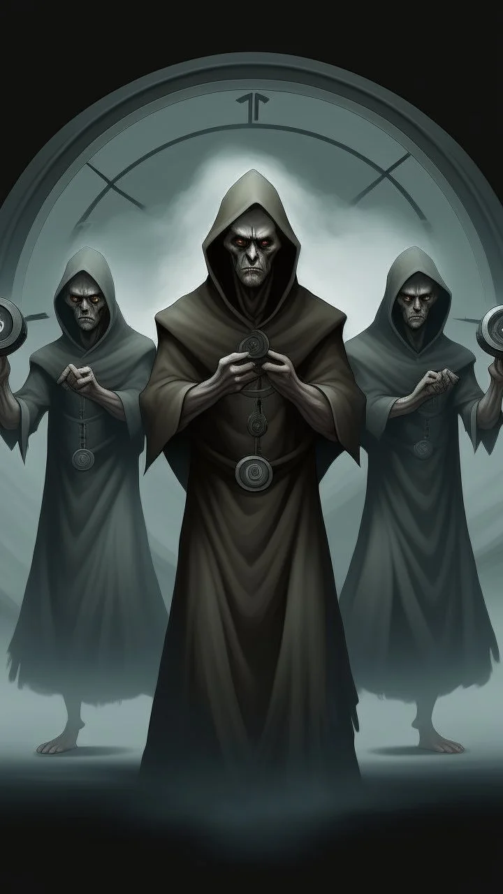 A demonic figure with a triangular body with long arms and creepy small eyes that is floating in a dark room