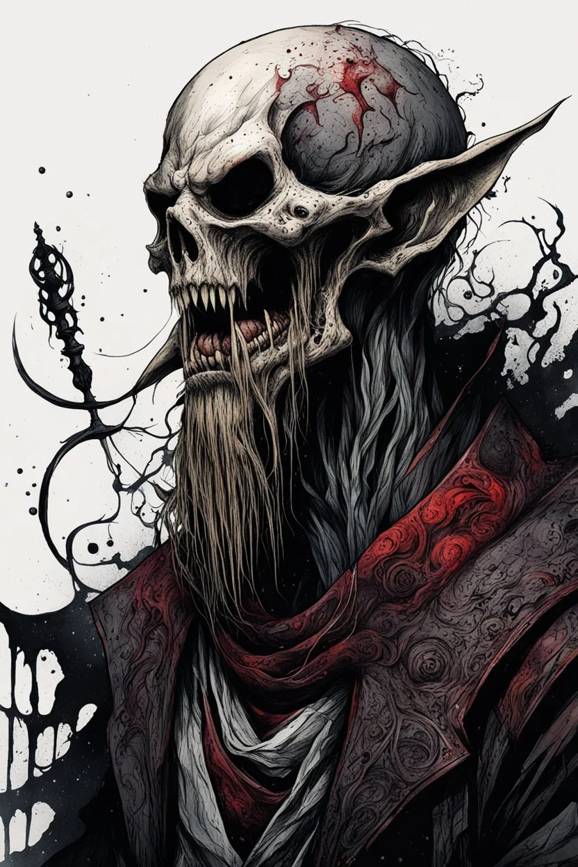 highly detailed character concept illustration of Charon, maximalist, sharp focus, highest resolution, in the styles of Denis Forkas , Masahiro Ito, and Alex Pardee, boldly inked, 8k, coarse, gritty textures