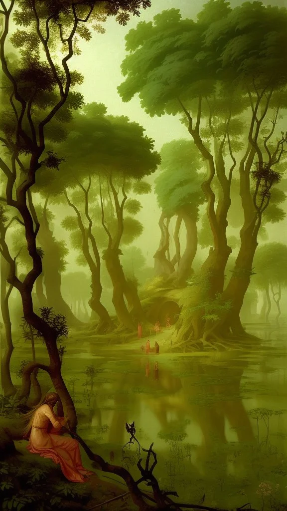 The 1001 nights and The life of plants is now hidden In these green trees and flowers and strange stumps of branches, How dare you let this beauty forest,Your precious soul, Go, so that she would wander the world, Bruegel painting style