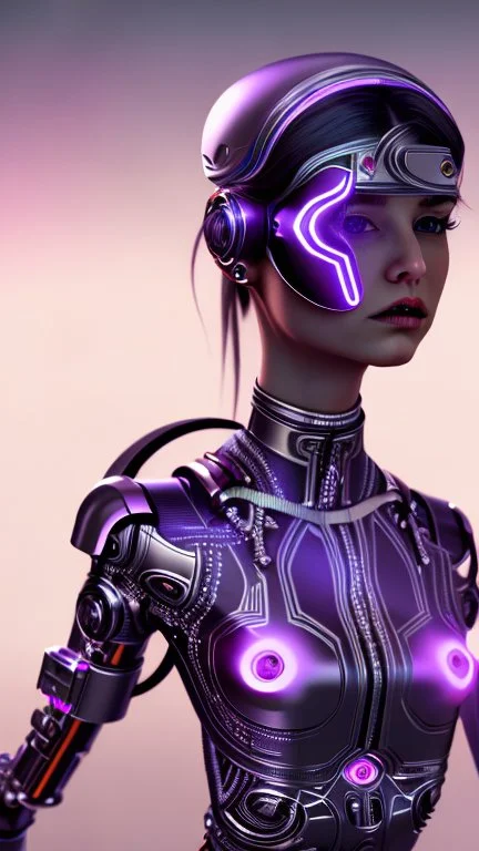 Cyborg Girl, nion, purple , 3D, 4K,8K