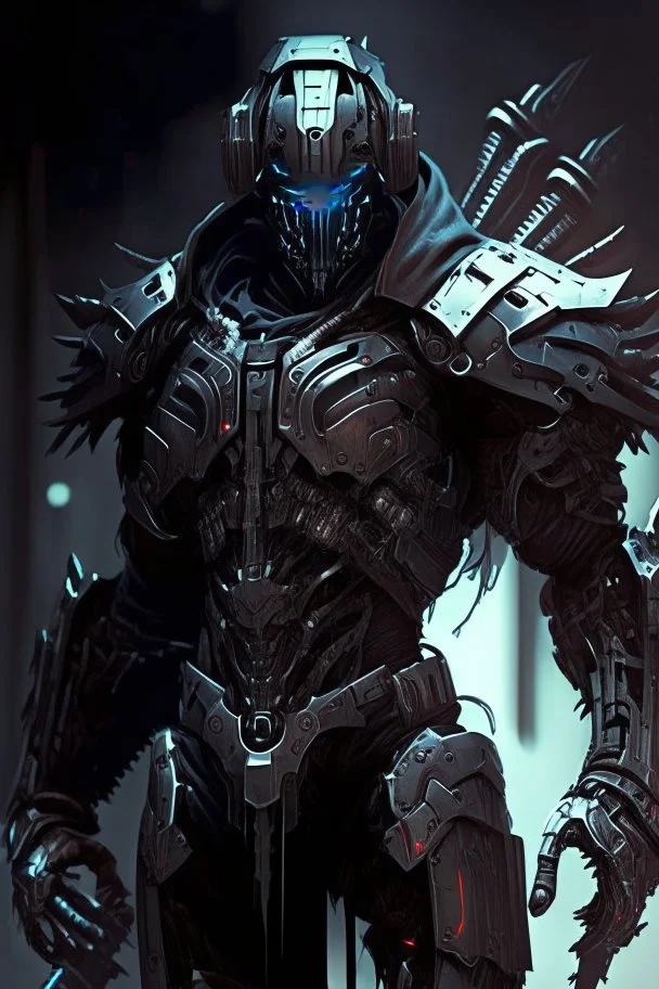 dark humanoid robot soldier artificer gladiator futuristic assassin